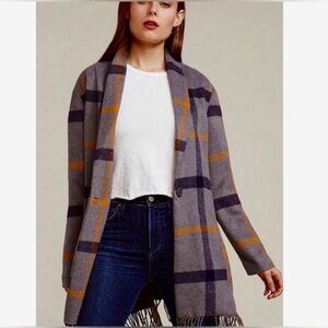 BB Dakota Plaid Fringe Blazer Jacket